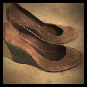 Michael Kors Brown Suede Leather Wedge Size 8